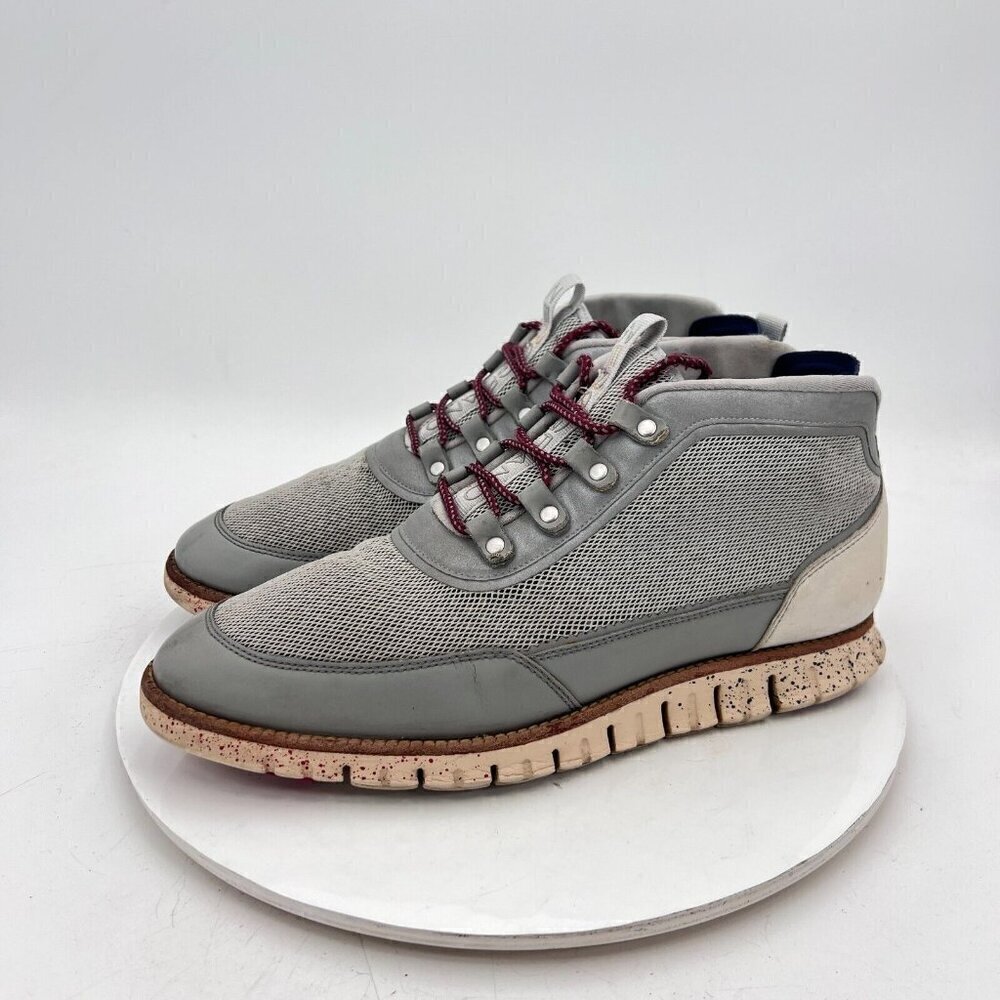 Cole Haan Grand OS Mid Men Size 9.5M Gray Mesh Leather Lace Up Ankle Boot
